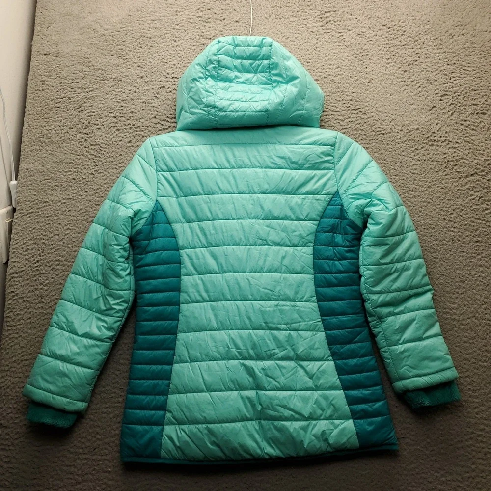 Free Country Puffer Jacket Youth L Multi Winter Insulated Hooded Full Zip EUC